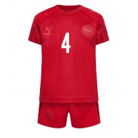 Denmark Simon Kjaer #4 Replica Home Minikit World Cup 2022 Short Sleeve (+ pants)